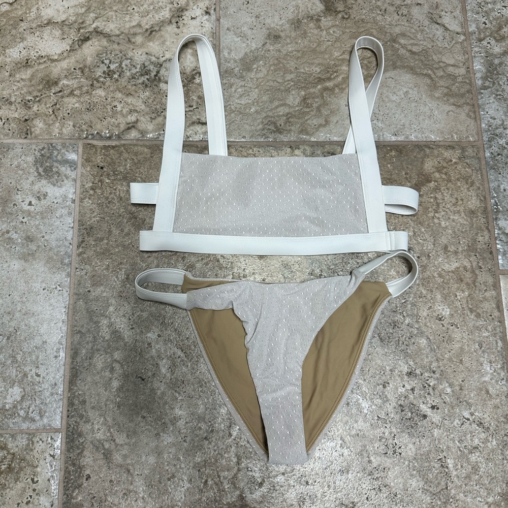 Tularosa White and Tan Bikini Set